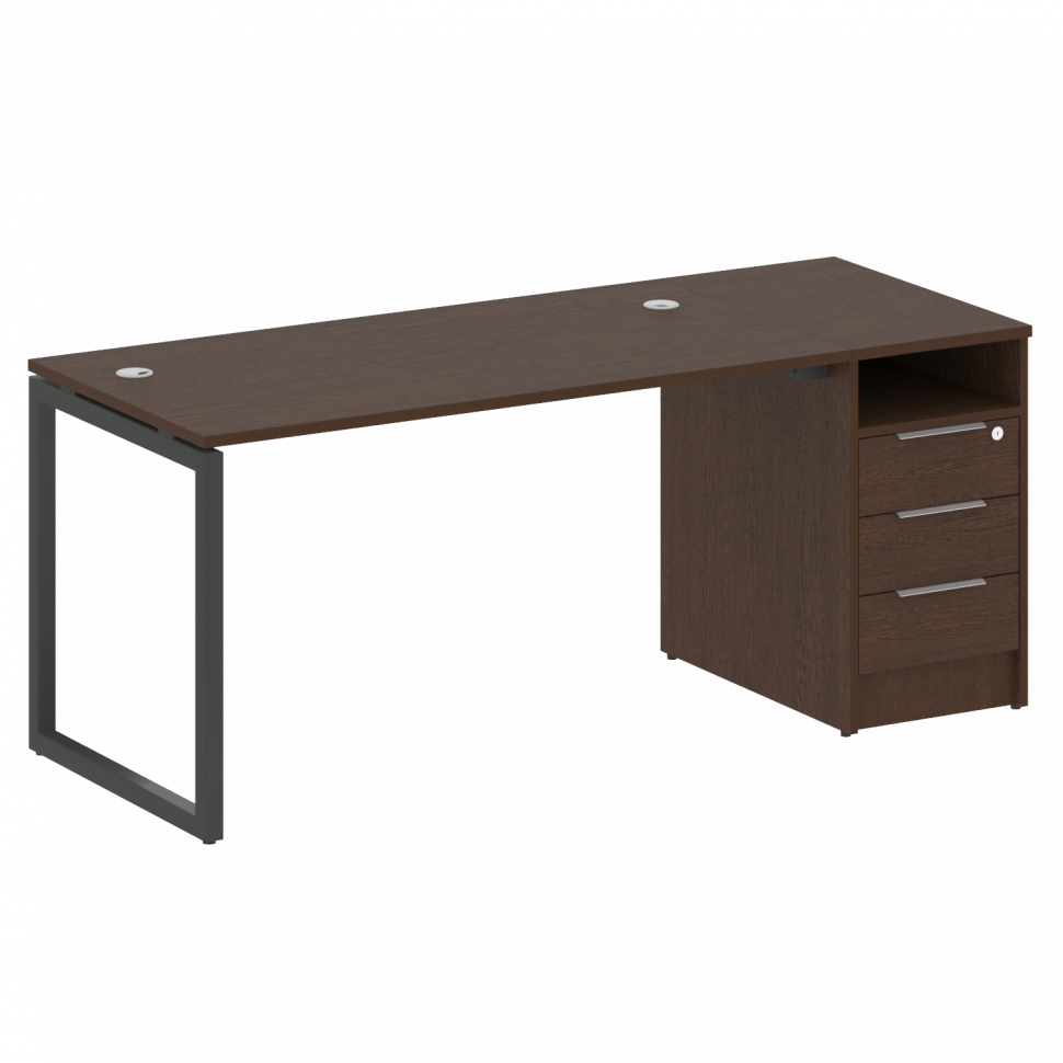 Metal System Quattro Рабочая станция с тумбой на О-образном м/к 40БО.РС-СТП-1.3 Венге Цаво/Металл Ан Metal System Quattro Рабочая станция с тумбой на О-образном м/к 40БО.РС-СТП-1.3 Венге Цаво/Металл Ан