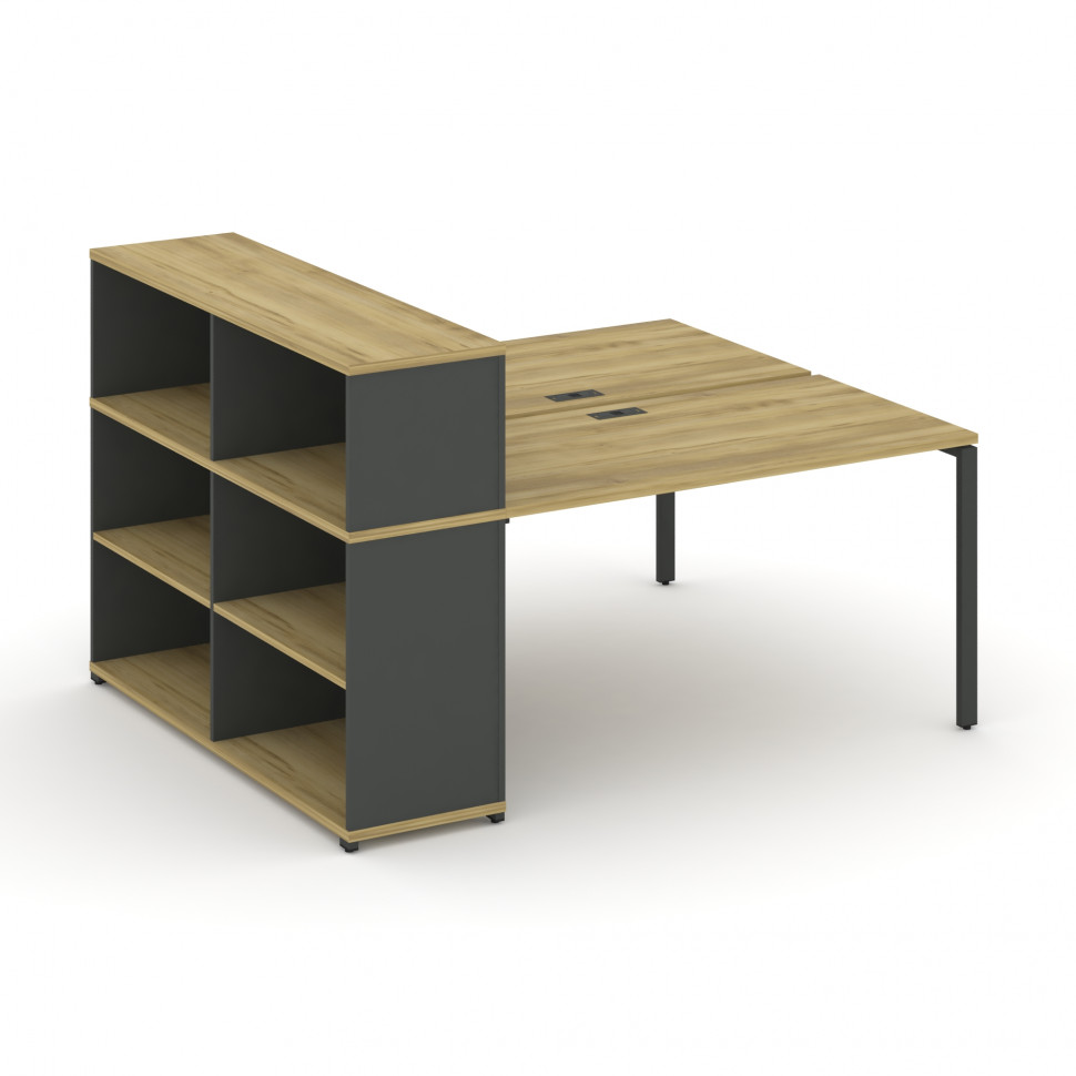 Concept Рабочая станция с опорным стеллажом с надставкой низ. CN.DRS-210 Дуб Винченцо/Антрацит/Метал