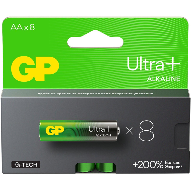 Батарейка GP Ultra+ Alkaline LR6 (АА) 8шт/уп (GP15AUPA21-2CRB8)