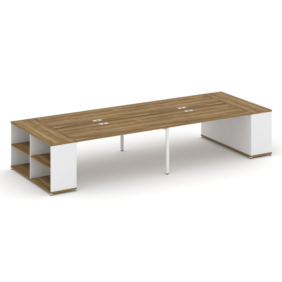 Concept Рабочая станция с опорными стеллажами CN.DRS-248 Сандал Янтарный/Белый Бриллиант/Металл Белы