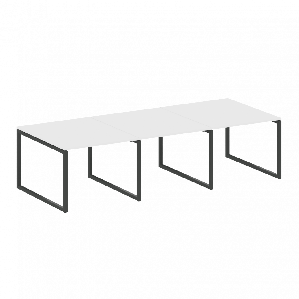 Metal System Quattro Перег. стол (3 столешницы) на О-оразном м/к 40БО.ПРГ-3.1 Белый/Металл Антрацит