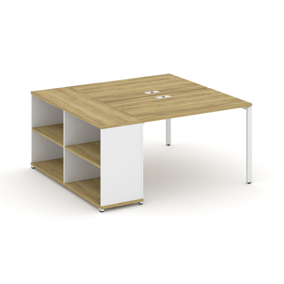 Concept Рабочая станция с опорным стеллажом CN.DRS-202 Дуб Винченцо/Белый Бриллиант/Металл Белый 160