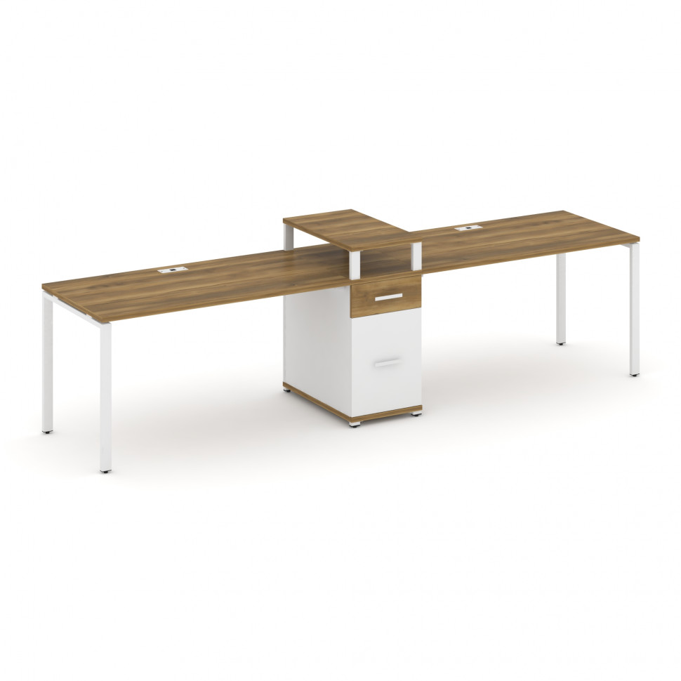 Concept Рабочая станция 2 места с 1 опорной тумбой CN.ORS-423 W Сандал Янтарный/Белый Бриллиант/Мета Concept Рабочая станция 2 места с 1 опорной тумбой CN.ORS-423 W Сандал Янтарный/Белый Бриллиант/Мета