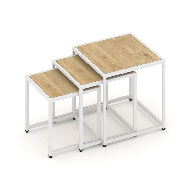 Loft Стол журнальный VR.L-SJK-50 Тиквуд Светлый/Металл Белый 500*500*500