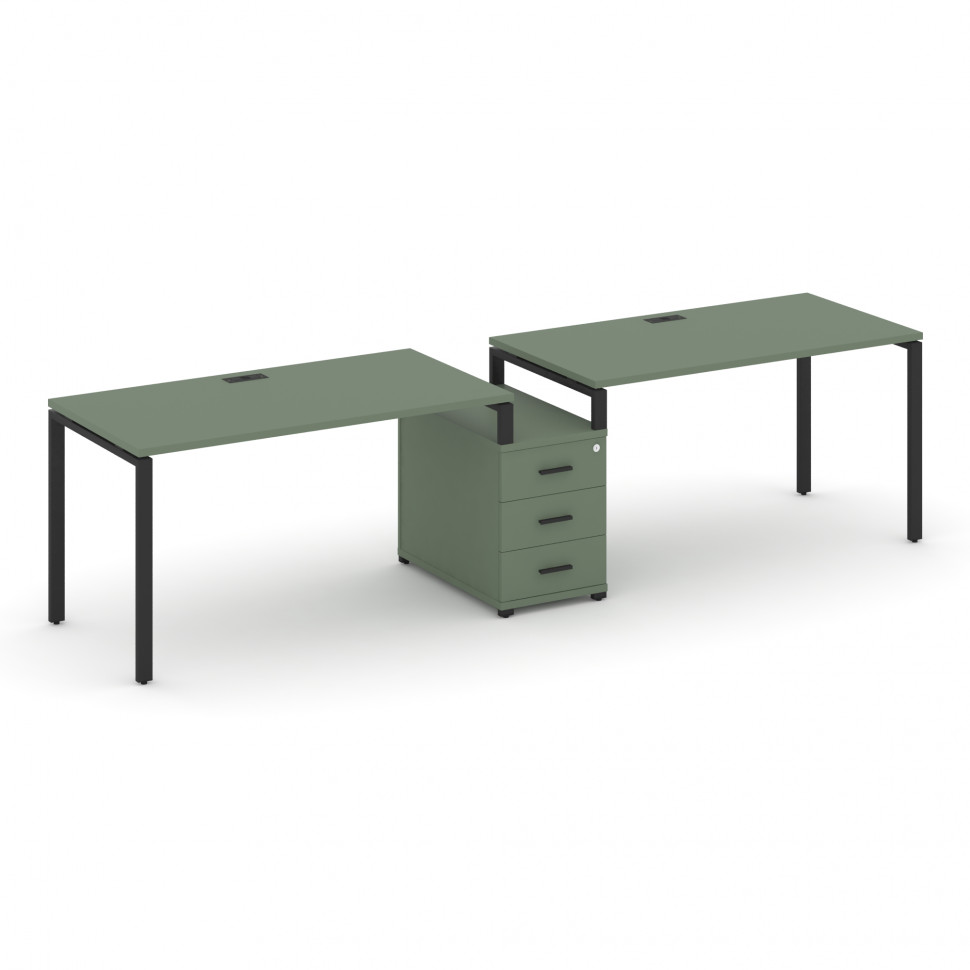 Concept Рабочая станция 2 места с 1 опорной тумбой CN.ORS-302 B Кобо/Металл Черный 2672*720*750