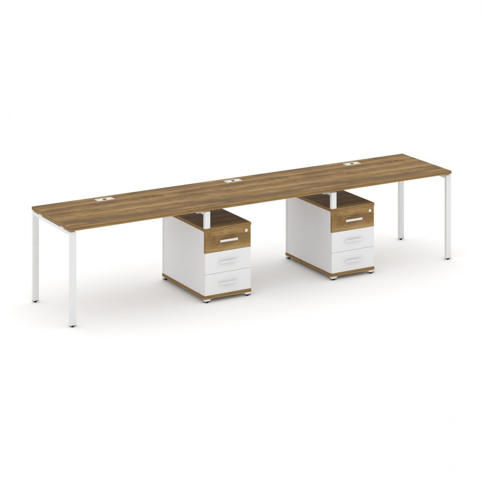 Concept Рабочая станция 3 места с 2 опорными тумбами CN.ORS-334 W Сандал Янтарный/Белый Бриллиант/Ме Concept Рабочая станция 3 места с 2 опорными тумбами CN.ORS-334 W Сандал Янтарный/Белый Бриллиант/Ме