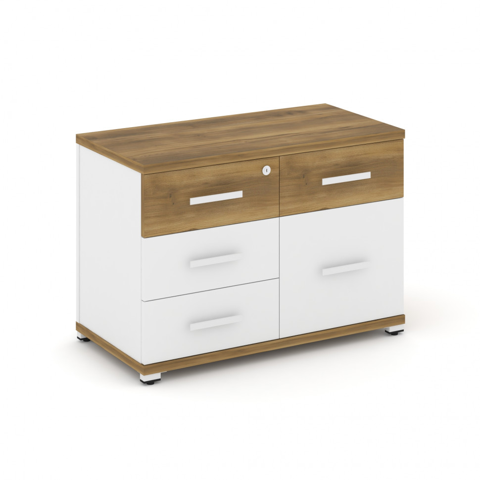 Concept Тумба приставная широкая 4 ящ.+1 распаш. фасад CN.TSP-010 W Сандал Янтарный/Белый Бриллиант/