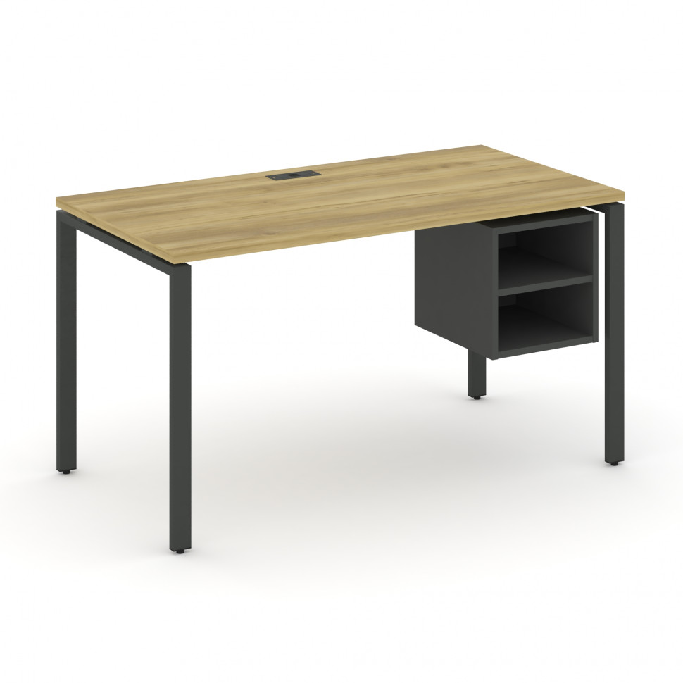 Concept Стол рабочий с подвесной тумбой с 2 открытыми нишами CN.SP-107 Дуб Винченцо/Антрацит/Металл