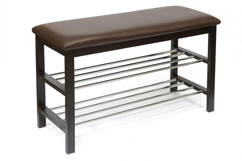 Обувница SR-0628  дерево/металл/экокожа, 81х31х49см, коричневый