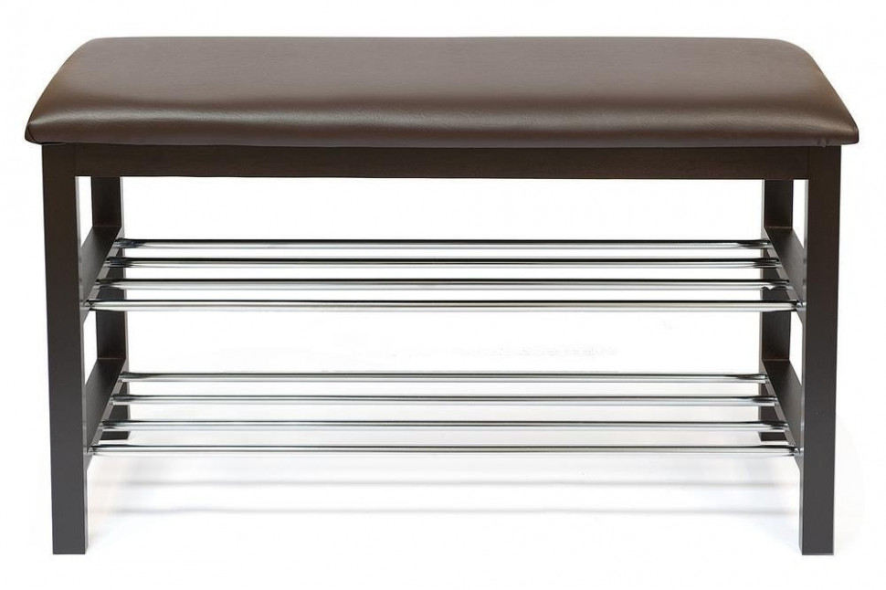 Обувница SR-0628  дерево/металл/экокожа, 81х31х49см, коричневый