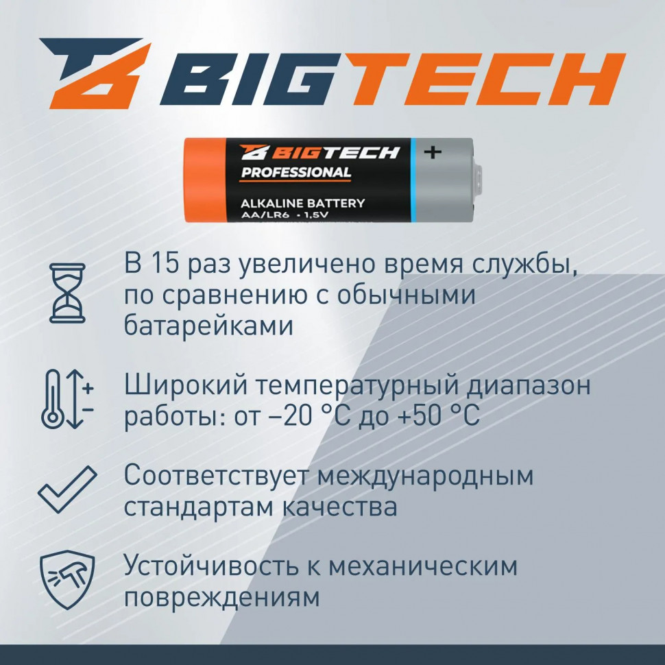 Батарейка BigTech Professional АA/LR6 бл/4шт Батарейка BigTech Professional АA/LR6 бл/4шт