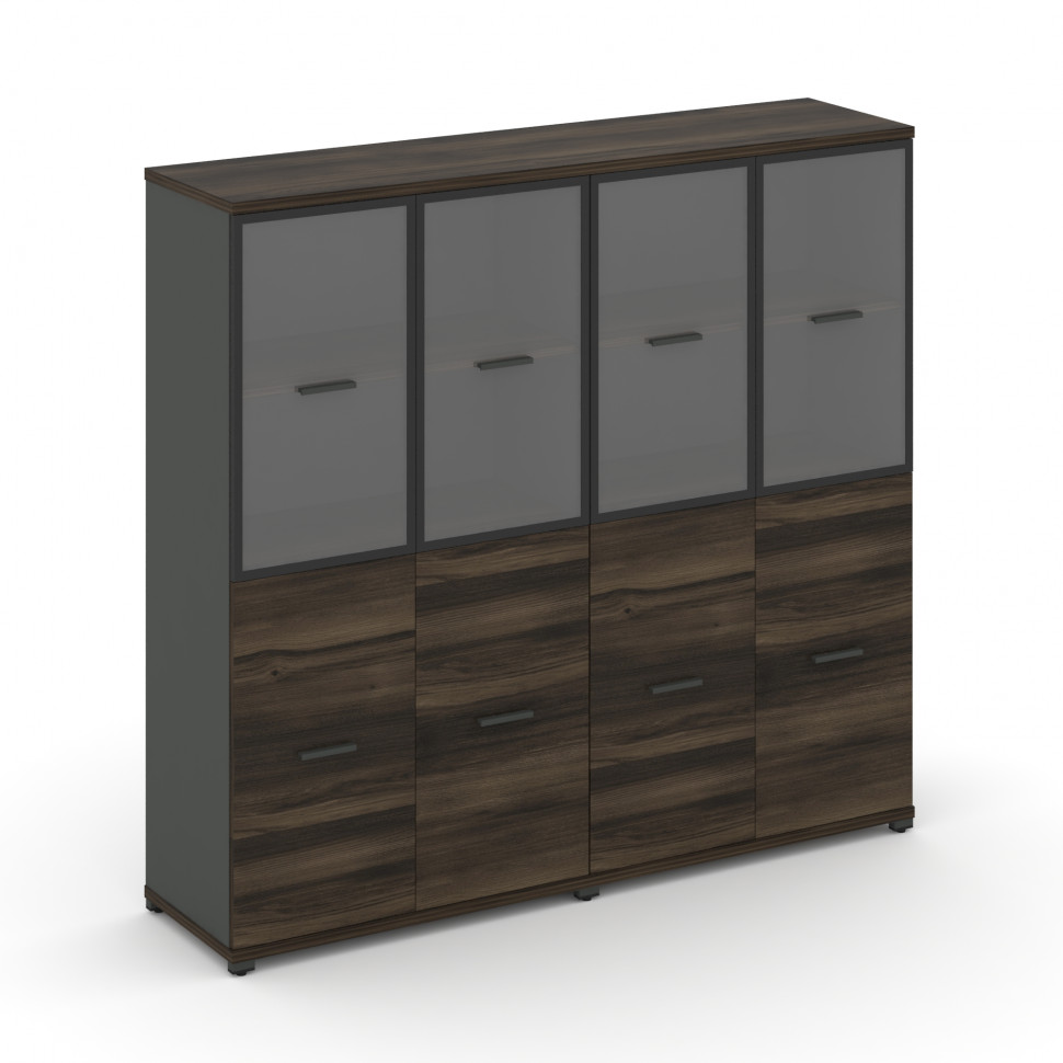 Concept Шкаф 2 широкие секции, 4 ниши CN.STS-422 RPB A Дуб Мали/Антрацит/Металл Антрацит/Прозрачный