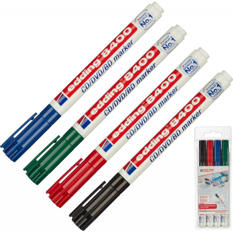 Набор маркеров для CD EDDING E-8400/4S 0,5-1 мм, 4 штуки