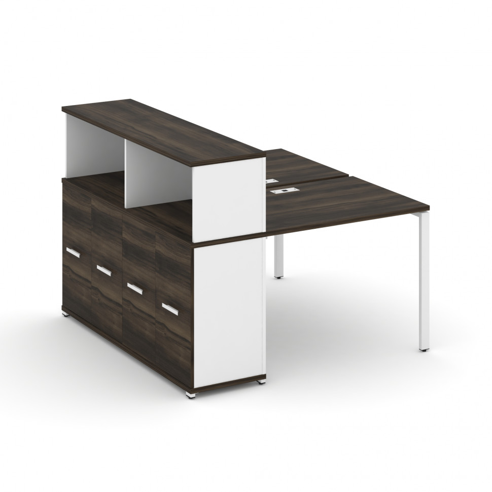 Concept Рабочая станция с опорным распаш. шкафом с надставкой низ. CN.DRS-225 W Дуб Мали/Белый Брилл