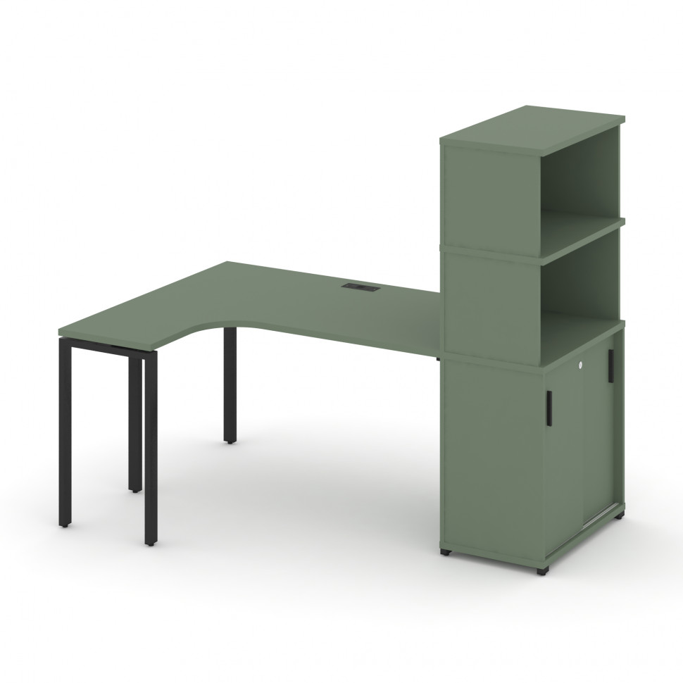 Concept Стол эргономичный с опорным шкафом-купе с надставкой выс. CN.SA-221(L) B Кобо/Металл Черный Concept Стол эргономичный с опорным шкафом-купе с надставкой выс. CN.SA-221(L) B Кобо/Металл Черный