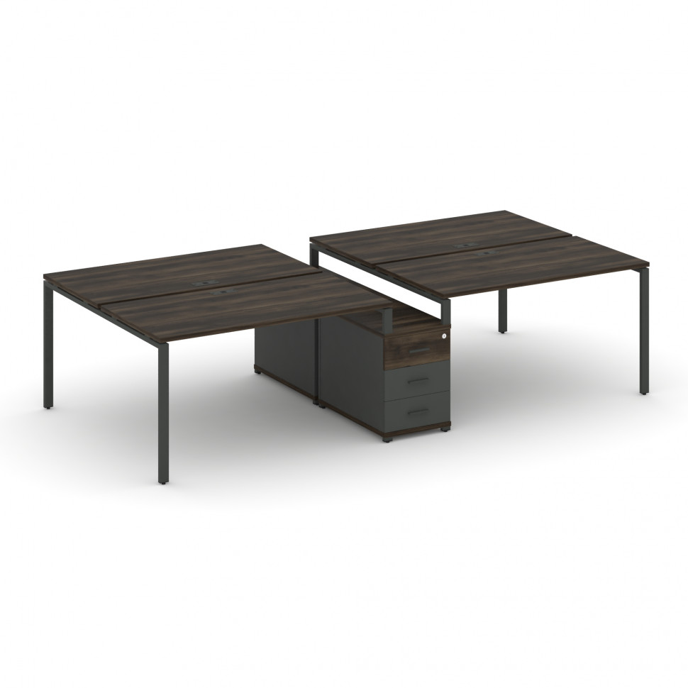 Concept Рабочая станция 4 места с двухсторонней опорной тумбой CN.DRS-309 A Дуб Мали/Антрацит/Металл