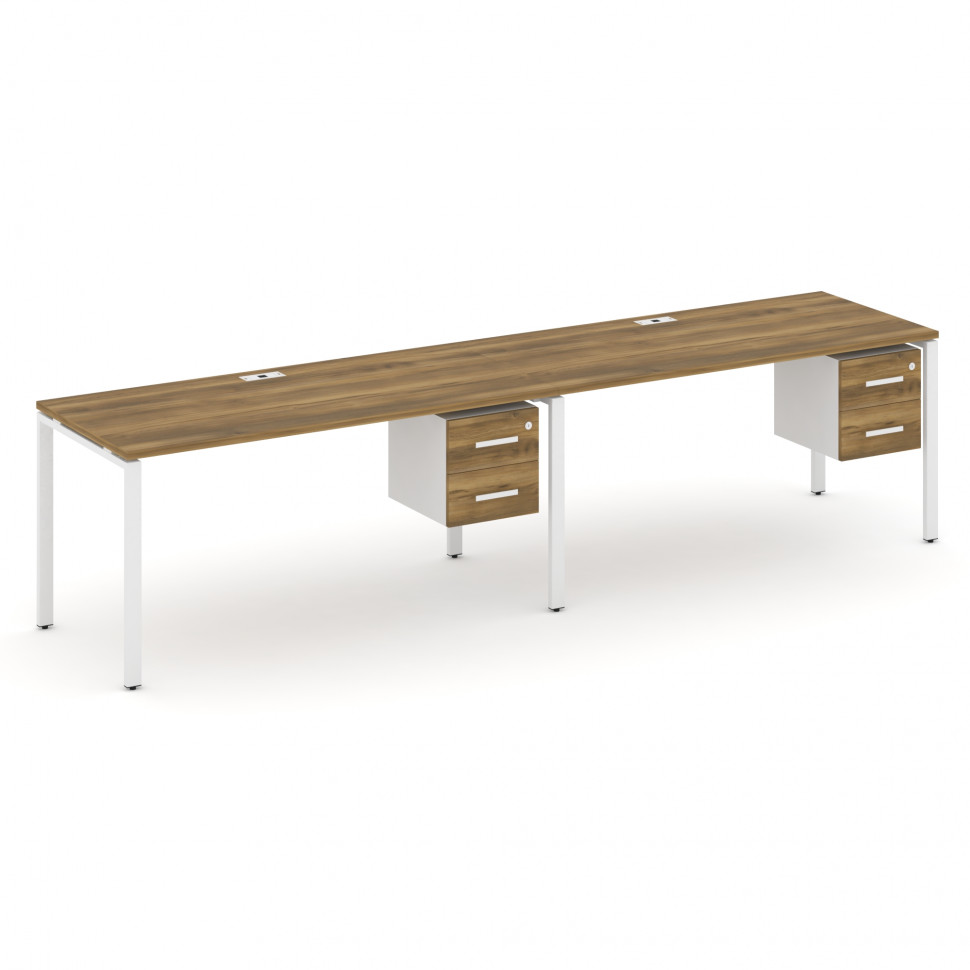 Concept Рабочая станция односторонняя с подвес. тумбами 2 места CN.ORS-116 W Сандал Янтарный/Белый Б