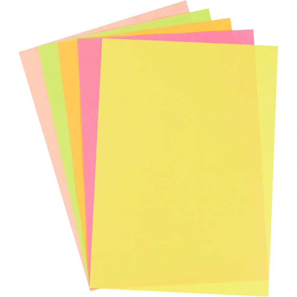 Бумага цветная Выбор есть (А4,75г,микс неон) пачка 100л