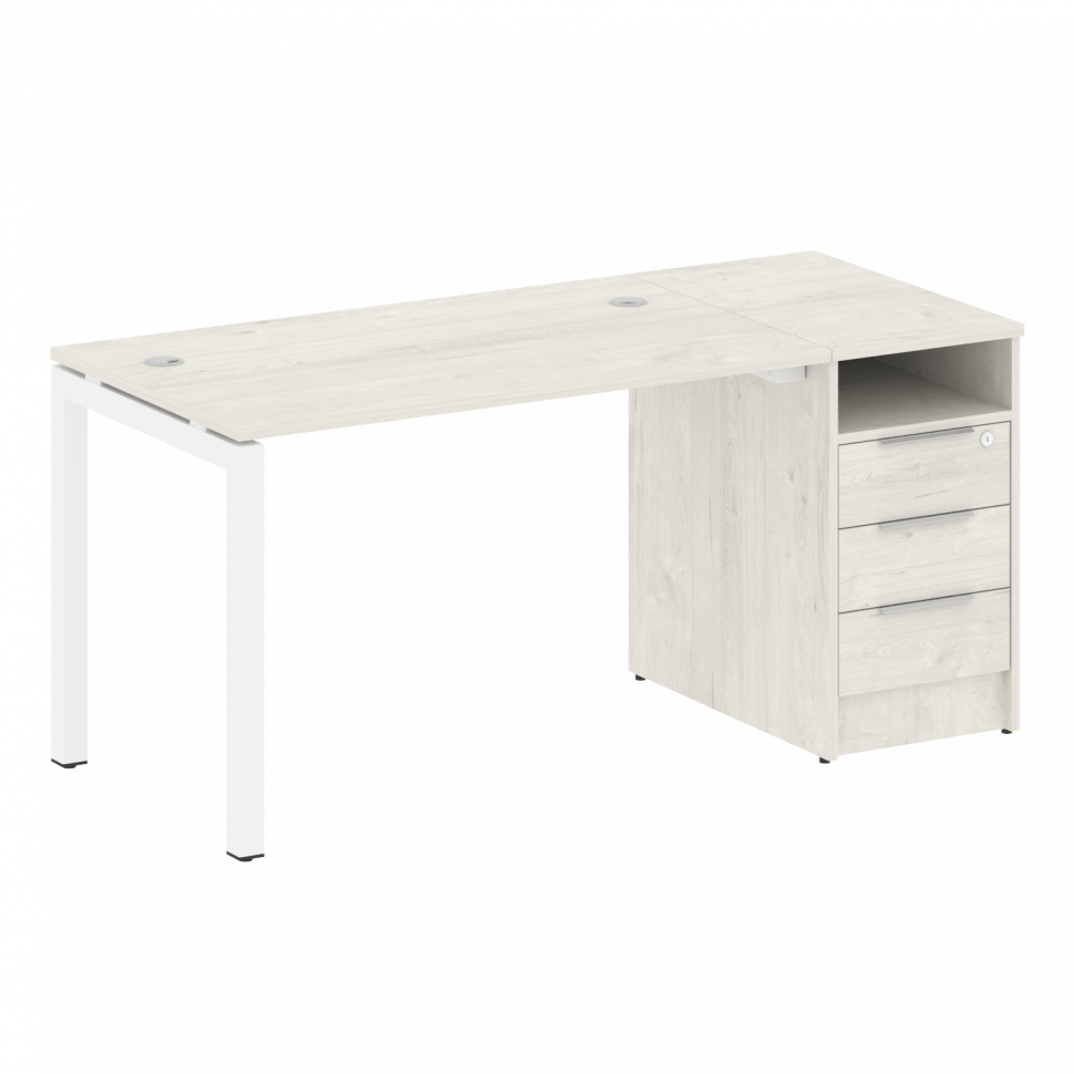 Metal System Quattro Рабочая станция с тумбой на П-образном м/к 50БП.РС-СТП-1.2 Дуб Наварра/Металл Б