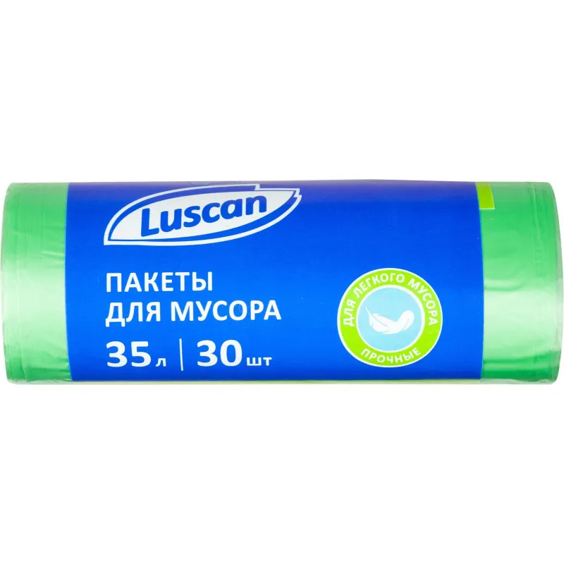 Мешки для мусора ПНД 35л 8мкм 30шт/рул зеленый 48х58см Luscan_СПБ