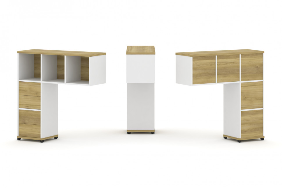 Concept Надставка низкая CN.ONN-003 Дуб Винченцо/Белый Бриллиант/Металл Черный 1099*365*1130