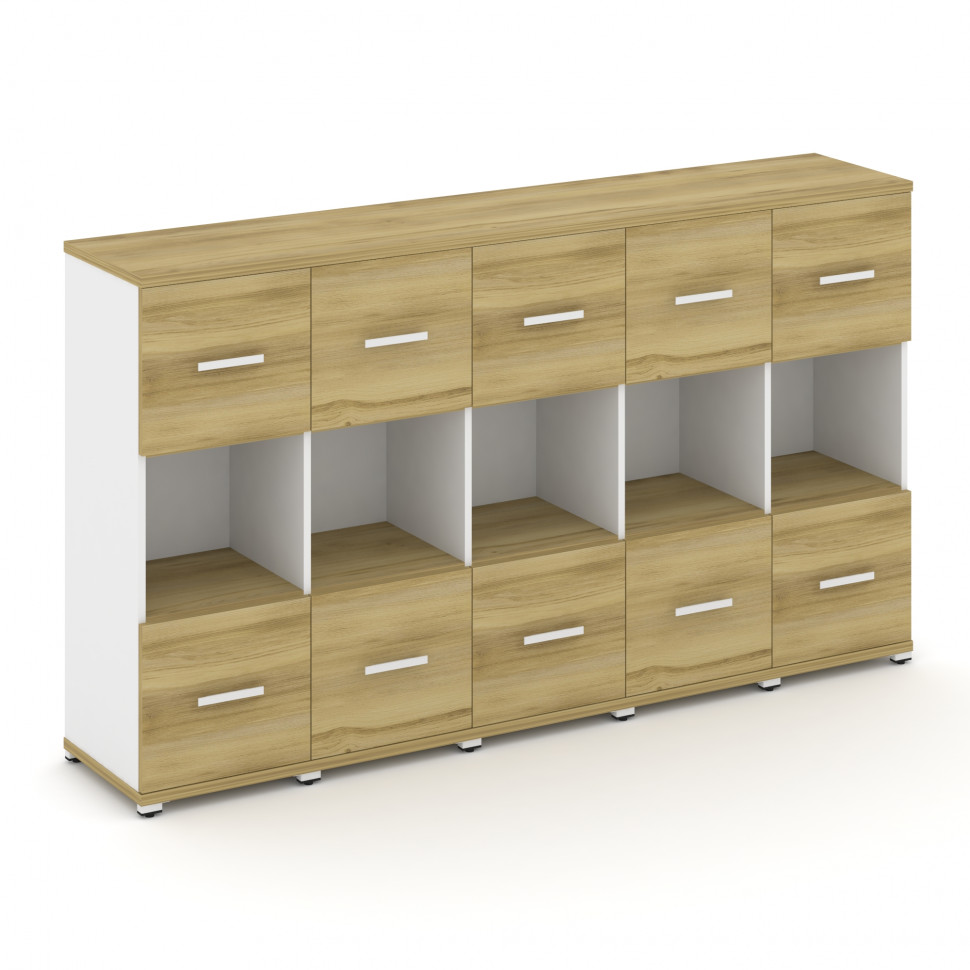 Concept Шкаф 5 узких секций, 3 ниши CN.STU-355 W Дуб Винченцо/Белый Бриллиант/Металл Белый 2084*420*