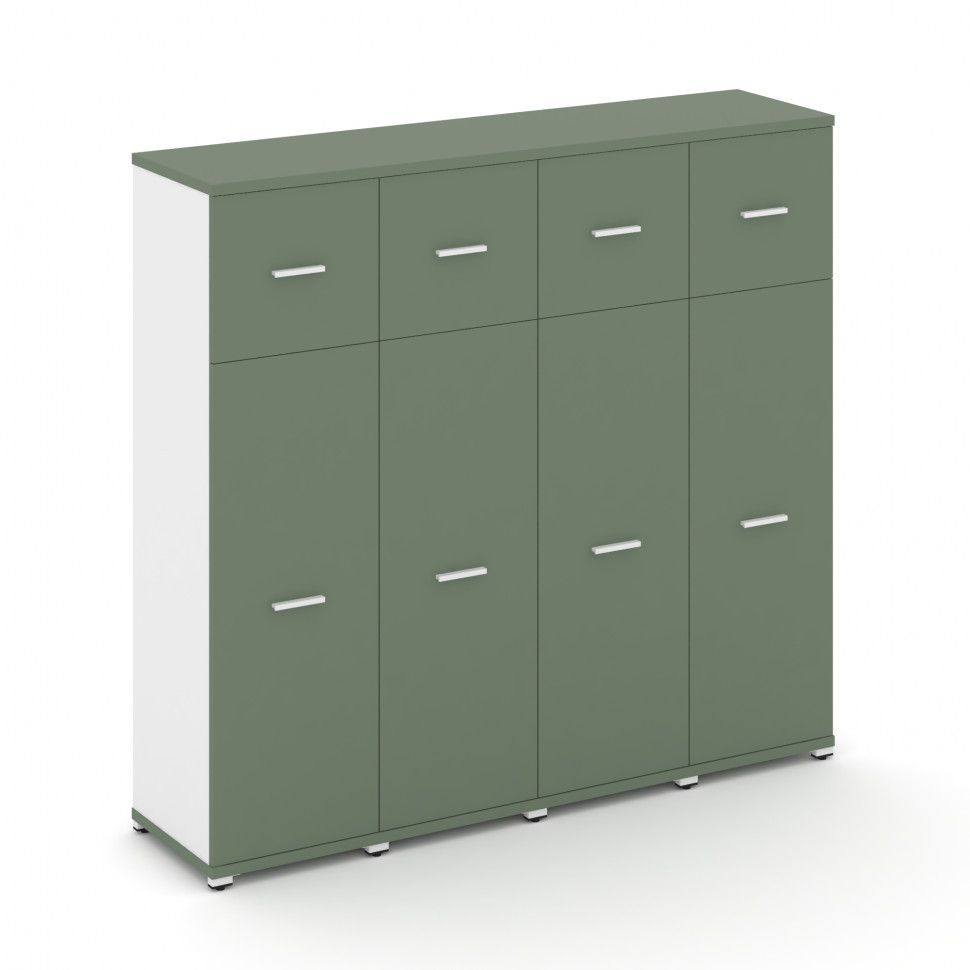 Concept Шкаф 4 узкие секции, 4 ниши CN.STU-444 W Кобо/Белый Бриллиант/Металл Белый 1668*420*1554