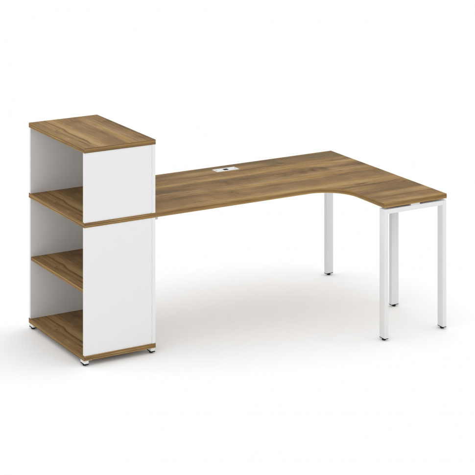 Concept Стол эргономичный с опорным стеллажом с надставкой низ. CN.SA-206(R) Сандал Янтарный/Белый Б