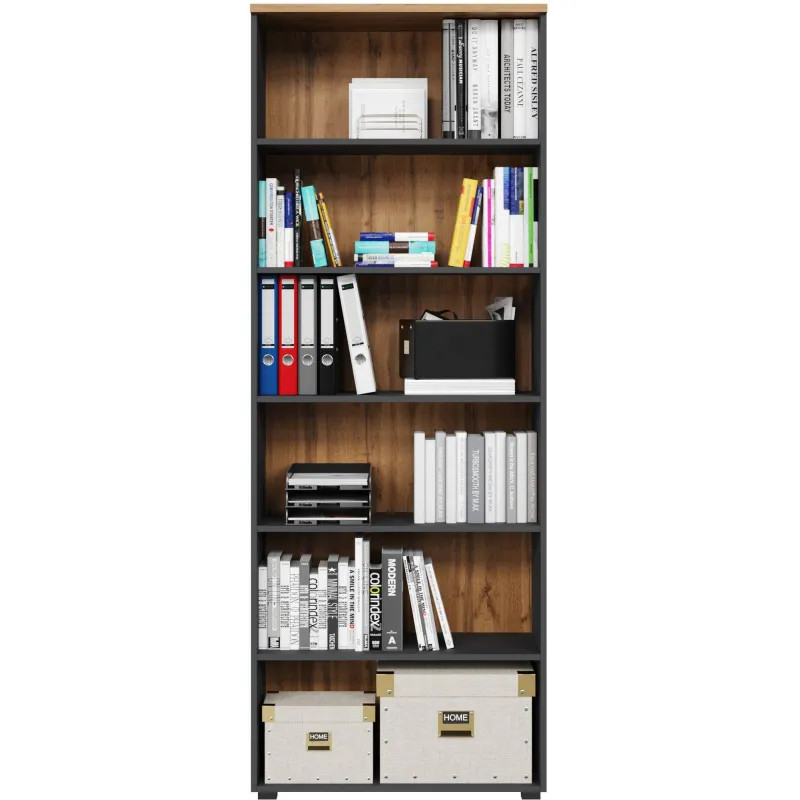 Стеллаж для документов высокий К-Loft 241H003 выс.2106 дуб натур./графит