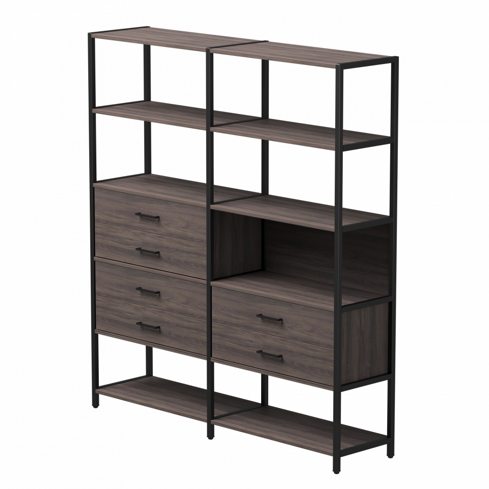 Набор стеллажных систем №8 Everprof EVO (ЭВО) 1635x385x1840 Дуб Пасадена/Черный