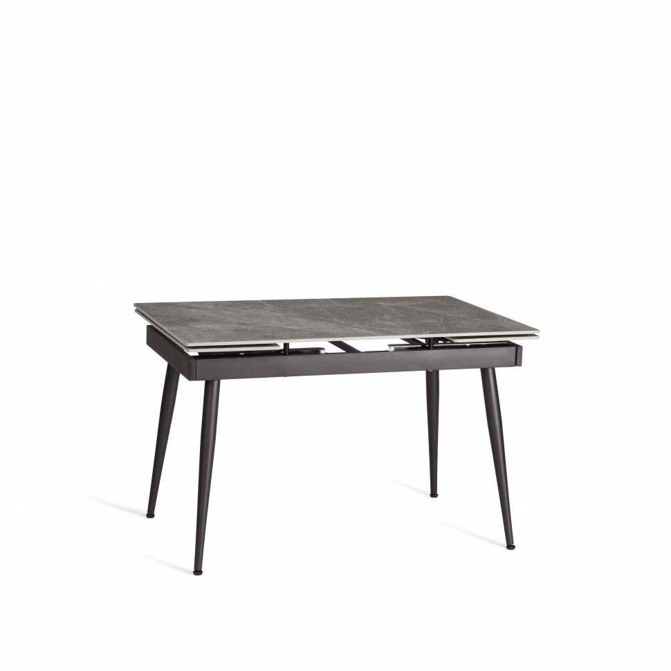 Стол обеденный Lord Grey/Лорд Грей столешница керамика (глянцевая) / опоры металл, серый/чёрный, (120+30+30)x80x75(+1) см