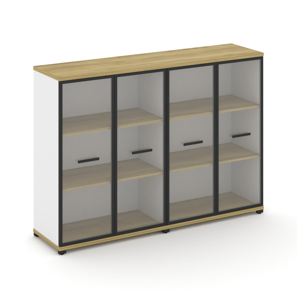 Concept Шкаф 2 широкие секции, 3 ниши CN.STS-326 RPB B Дуб Винченцо/Белый Бриллиант/Металл Черный/Пр