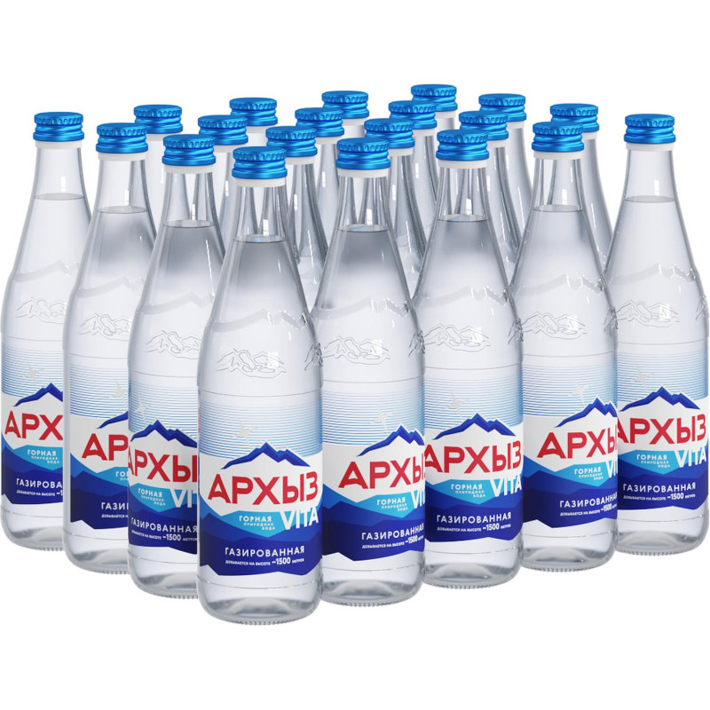 Вода минеральная Архыз Vita природ. столов., газ., стекло, 0,5л