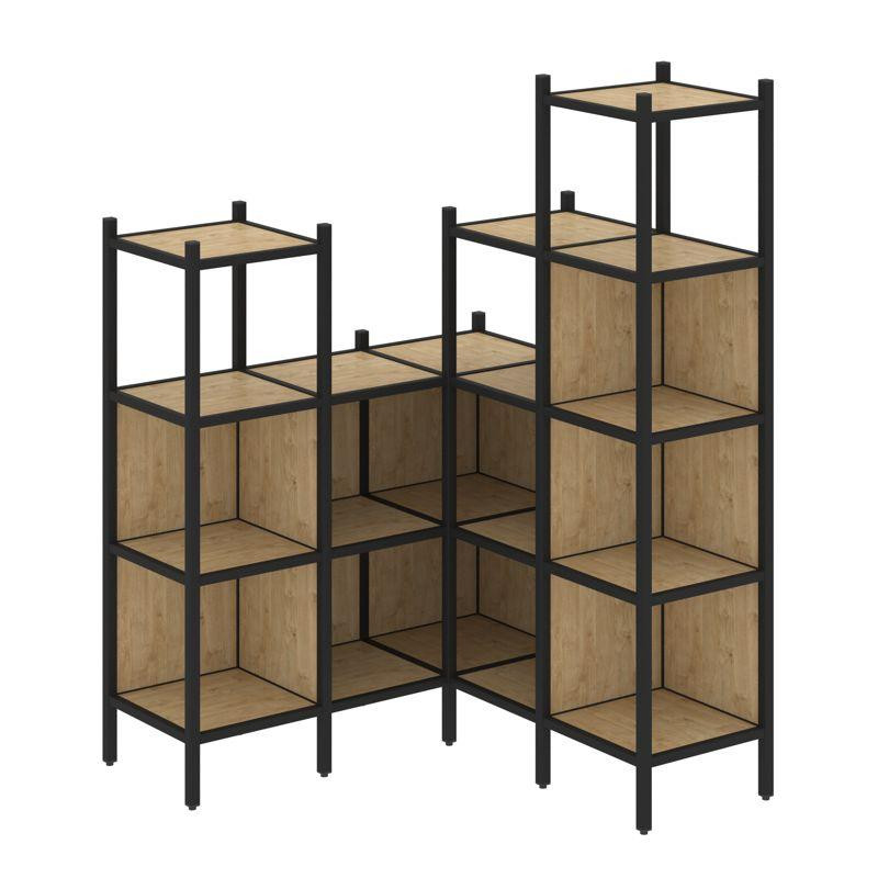 Loft Угловой внутренний стеллаж VR.L-39 Тиквуд Светлый/Металл Черный 1278*1278*1869