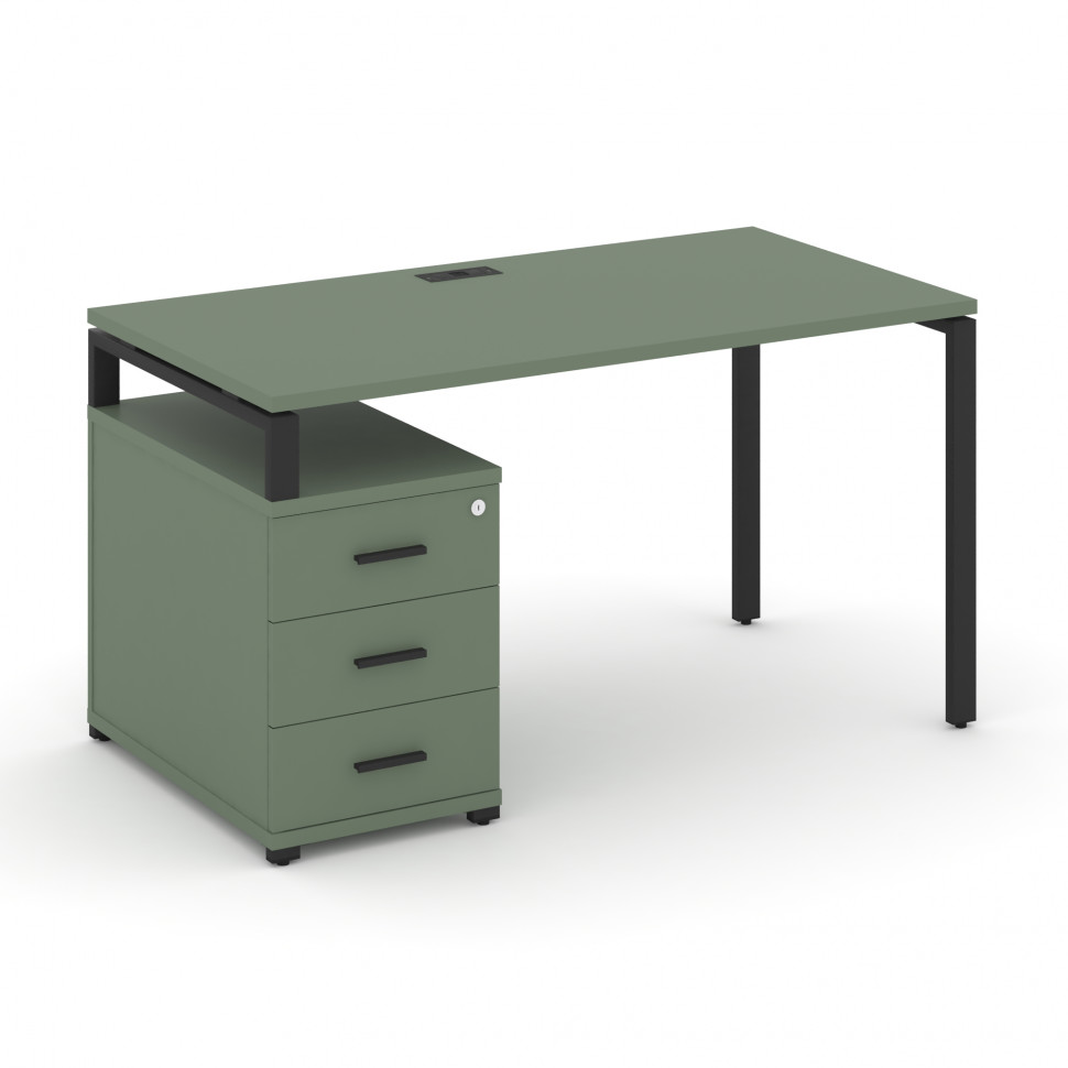 Concept Стол письменный с 1 опорной тумбой CN.SP-304 B Кобо/Металл Черный 1580/1946*720*750 Concept Стол письменный с 1 опорной тумбой CN.SP-304 B Кобо/Металл Черный 1580/1946*720*750