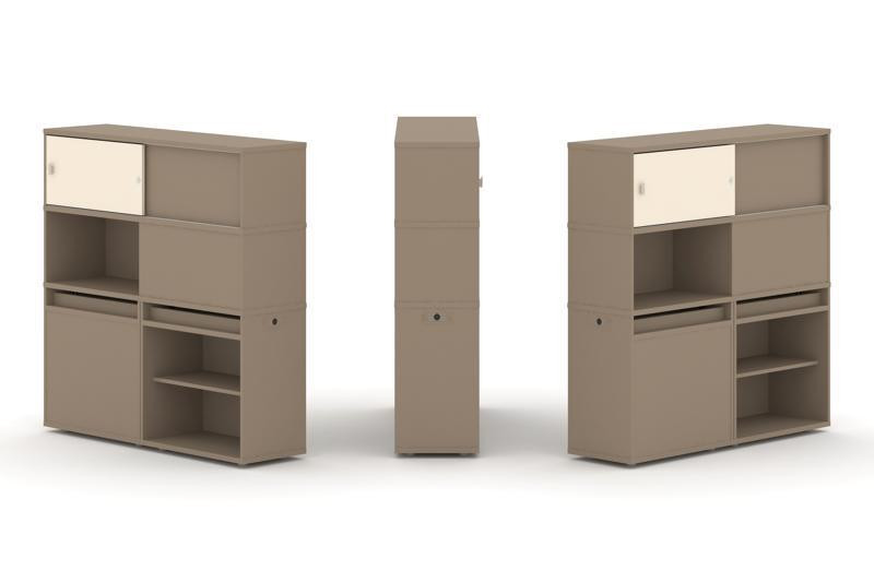 Estetica Набор №29. Тумба двойная+высокая надставка ES.NB.2V-29 Латте/Сатин 1500*410*1520