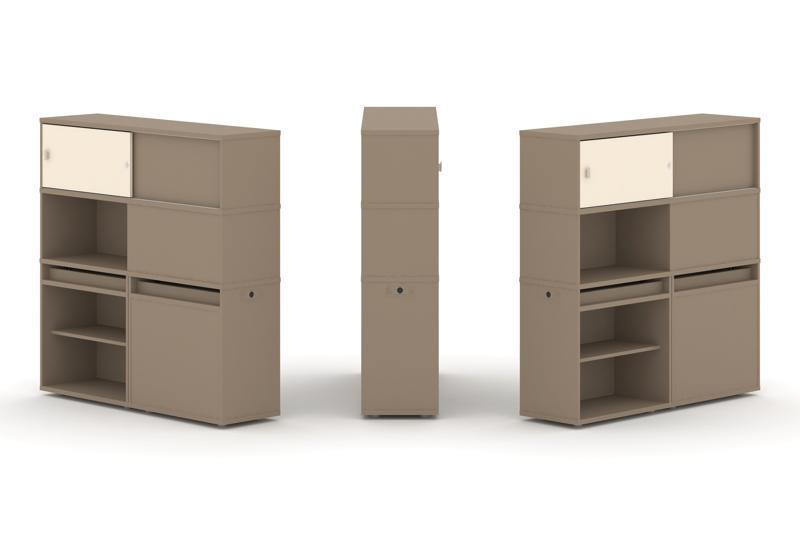 Estetica Набор №29. Тумба двойная+высокая надставка ES.NB.2V-29 Латте/Сатин 1500*410*1520