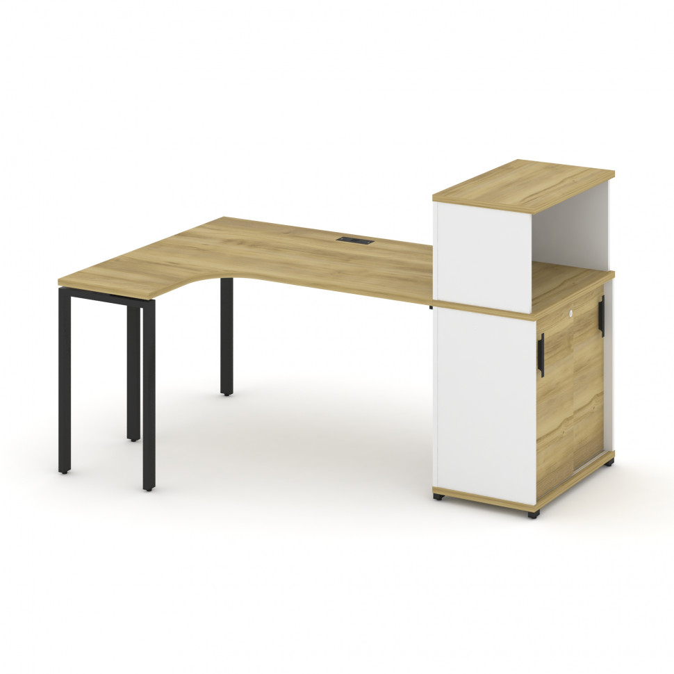 Concept Стол эргономичный с опорным шкафом-купе с надставкой низ. CN.SA-219(L) B Дуб Винченцо/Белый Concept Стол эргономичный с опорным шкафом-купе с надставкой низ. CN.SA-219(L) B Дуб Винченцо/Белый