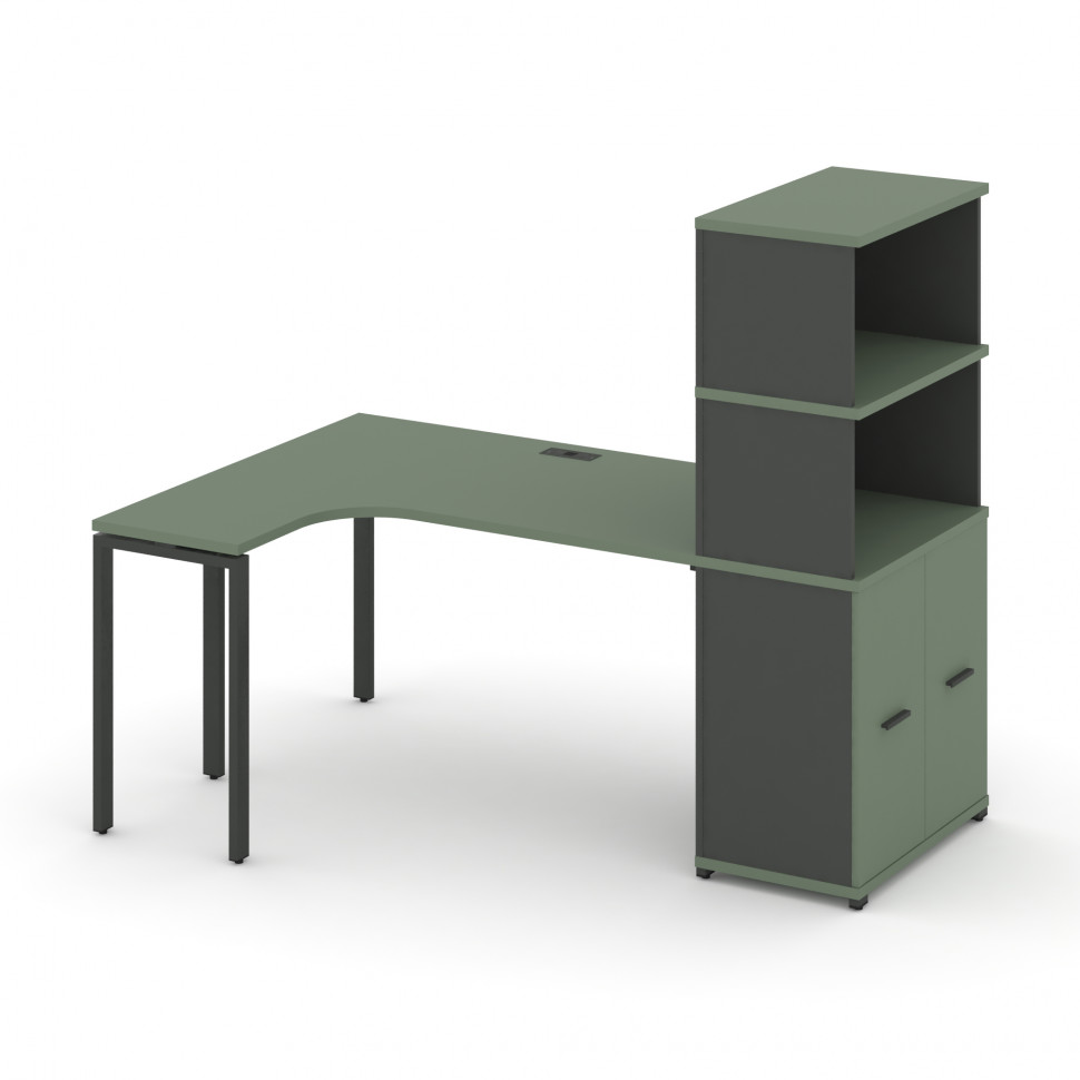 Concept Стол эргономичный с опорным распаш. шкафом с надставкой выс.  CN.SA-216(L) A Кобо/Антрацит/М