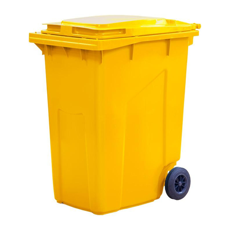Контейнер-бак мусорный 360л на 2-х колесах с крышкой, желтый_ СПБ