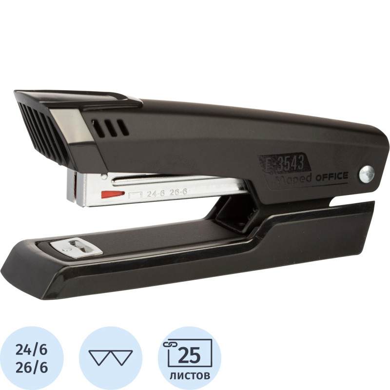 Степлер Maped ESSENTIALS METAL до25л,N24/6,26/6,метал,гл.зак61мм,чер,354311