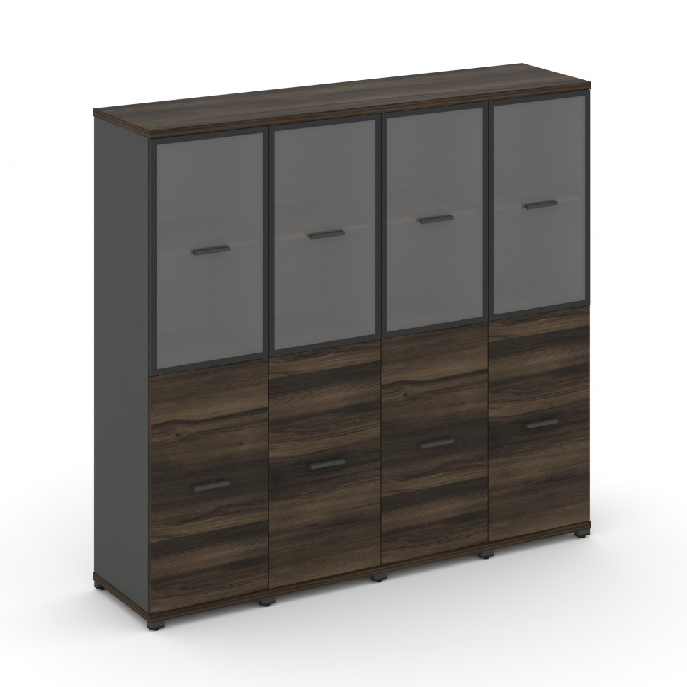 Concept Шкаф 4 узкие секции, 4 ниши CN.STU-442 RPB A Дуб Мали/Антрацит/Металл Антрацит/Прозрачный 16