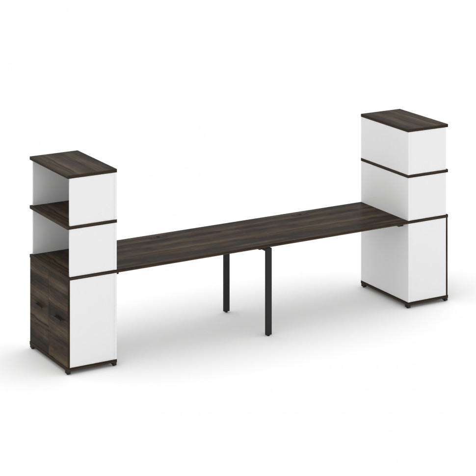 Concept Рабочая станция с опорными распаш. шкафами с надставкой выс. CN.ORS-231 B Дуб Мали/Белый Бри