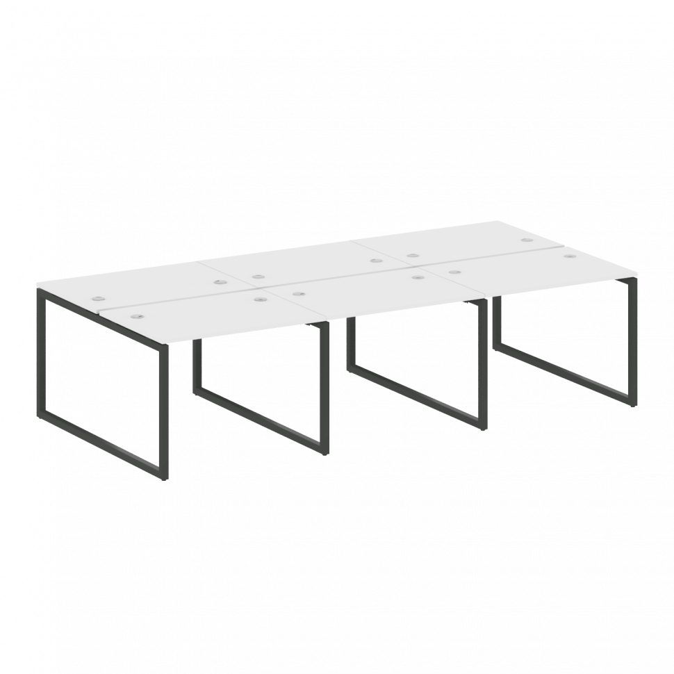 Metal System Quattro Рабочая станция на 6 раб. мест на О-образном м/к 40БО.СМ-6.1 Белый/Металл Антра