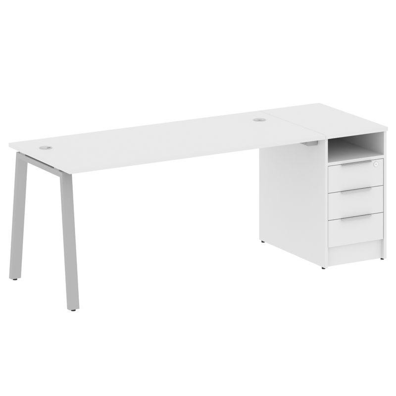 Metal System Рабочая станция с тумбой на А-образном м/к БА.РС-СТП-1.4 Белый/Металл Серый 2012*720*75 Metal System Рабочая станция с тумбой на А-образном м/к БА.РС-СТП-1.4 Белый/Металл Серый 2012*720*75