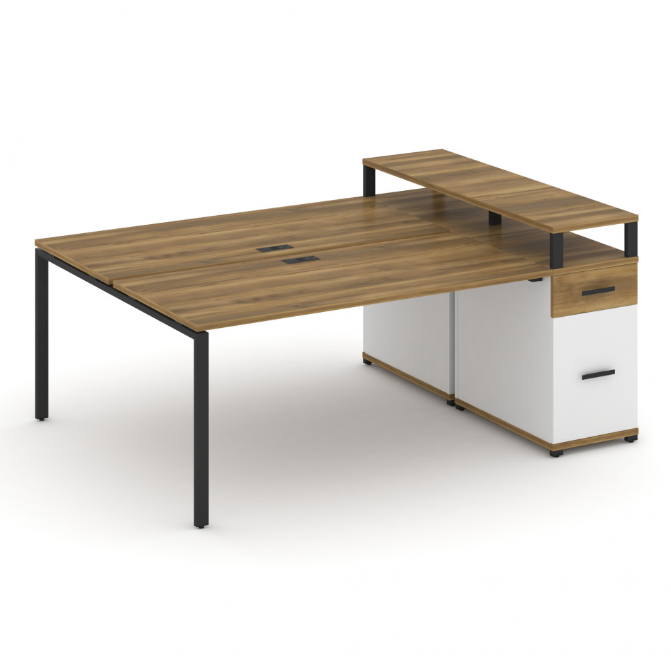 Concept Рабочая станция с 1 опорной тумбой CN.DRS-416 B Сандал Янтарный/Белый Бриллиант/Металл Черны