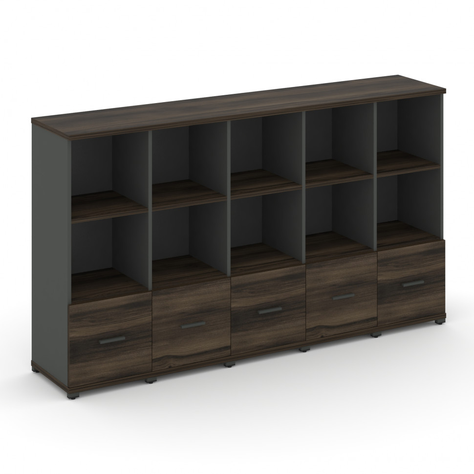 Concept Шкаф 5 узких секций, 3 ниши CN.STU-351 A Дуб Мали/Антрацит/Металл Антрацит 2084*420*1186