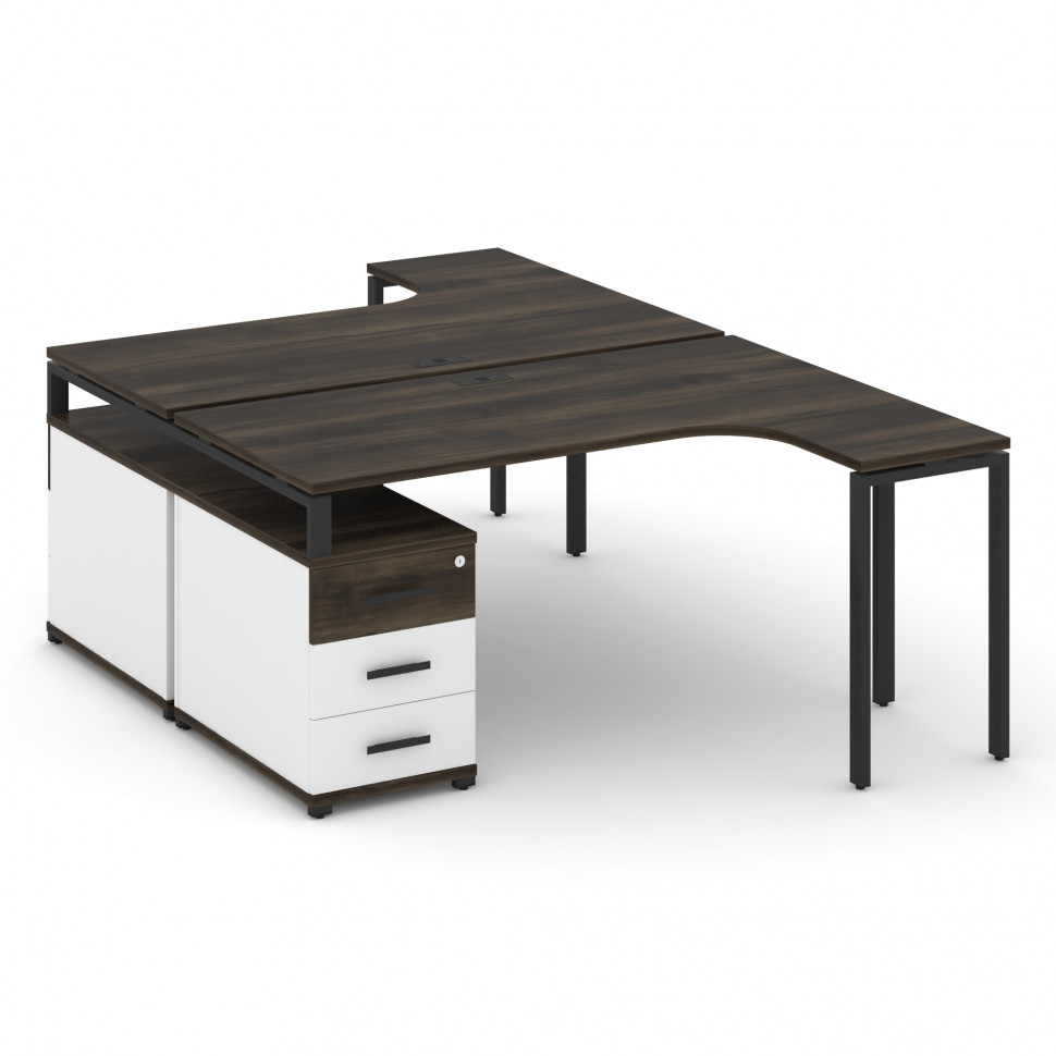 Concept Рабочая станция с двойной опорной тумбой CN.DSA-302 B Дуб Мали/Белый Бриллиант/Металл Черный Concept Рабочая станция с двойной опорной тумбой CN.DSA-302 B Дуб Мали/Белый Бриллиант/Металл Черный