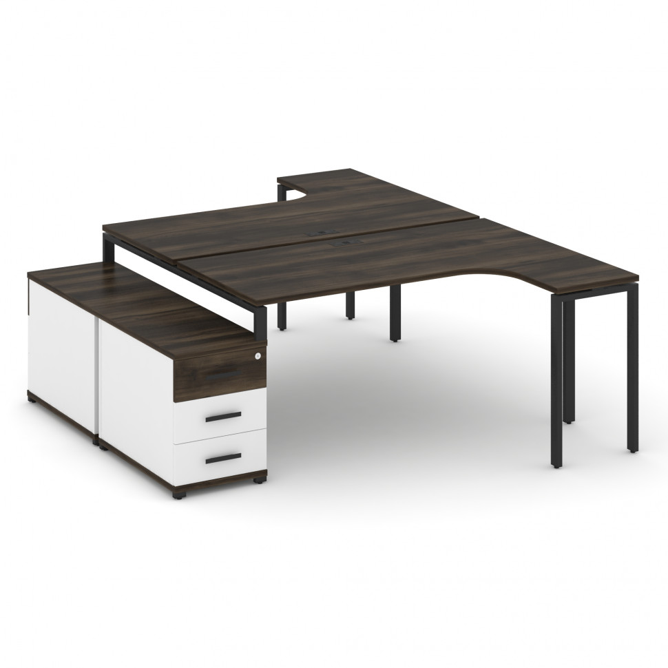 Concept Рабочая станция с двойной опорной тумбой CN.DSA-302 B Дуб Мали/Белый Бриллиант/Металл Черный Concept Рабочая станция с двойной опорной тумбой CN.DSA-302 B Дуб Мали/Белый Бриллиант/Металл Черный