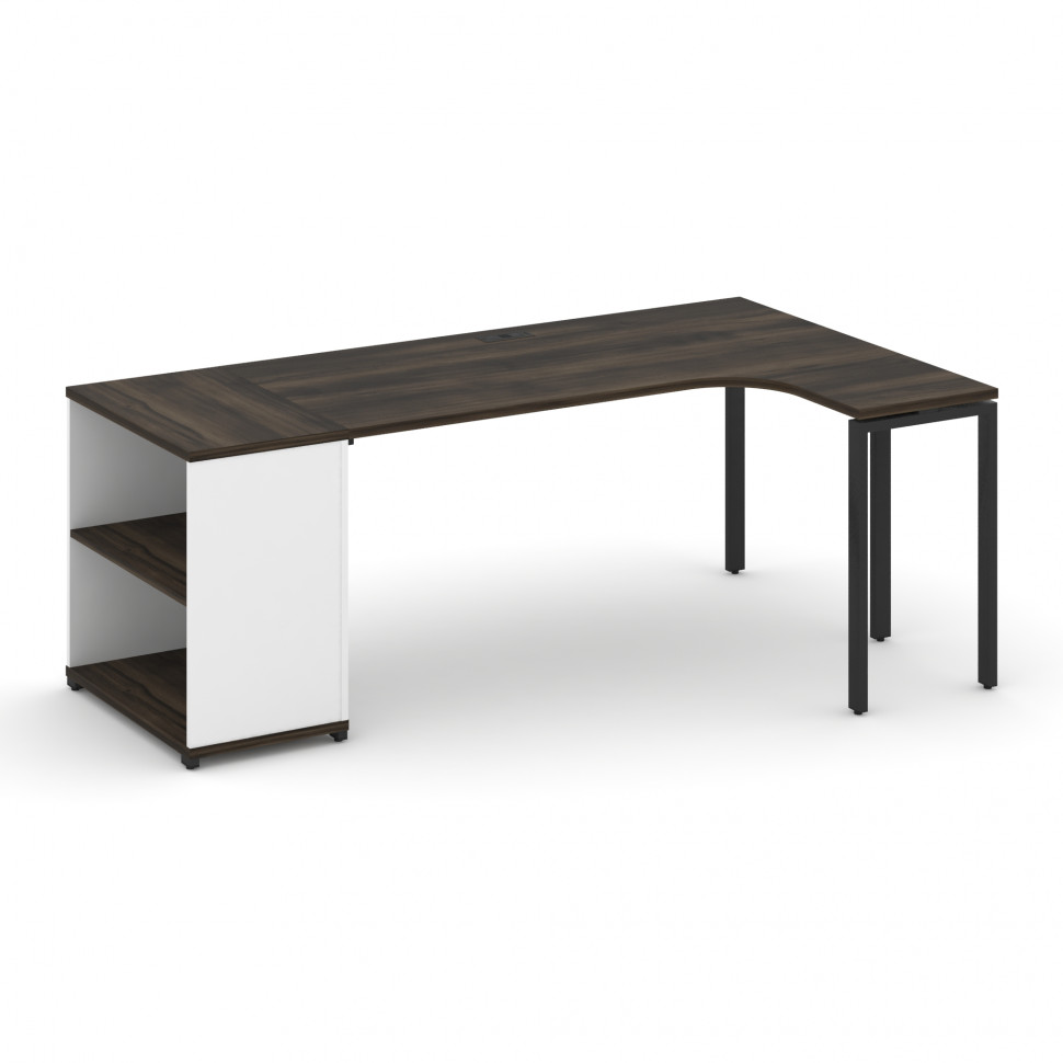 Concept Стол эргономичный с опорным стеллажом CN.SA-202(R) Дуб Мали/Белый Бриллиант/Металл Черный 20 Concept Стол эргономичный с опорным стеллажом CN.SA-202(R) Дуб Мали/Белый Бриллиант/Металл Черный 20